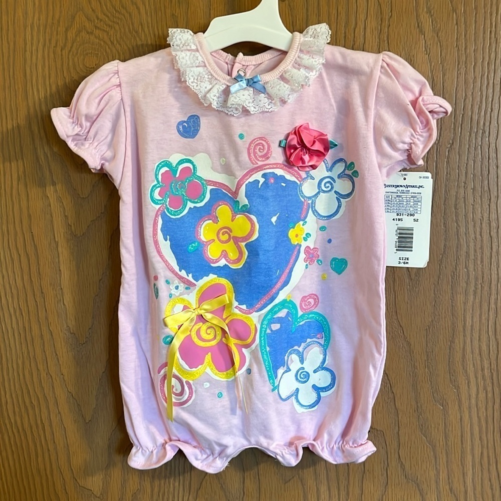 Buster Brown NWT 3-6M Pink Vintage Infant‎ Romper